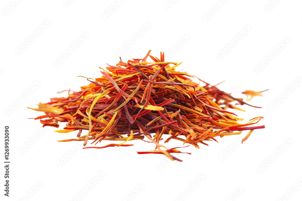 Naklejka premium Vibrant strands of saffron enhance culinary delights with rich color and unique flavor isolated on transparent background