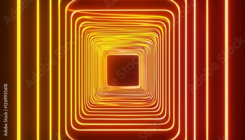 abstract neon tunnel with orange yellow and red stripes 3d render