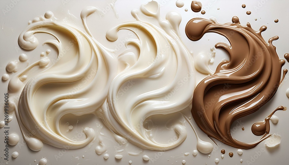 liquid cream splashing top view composition liquid cream splashing top view composition