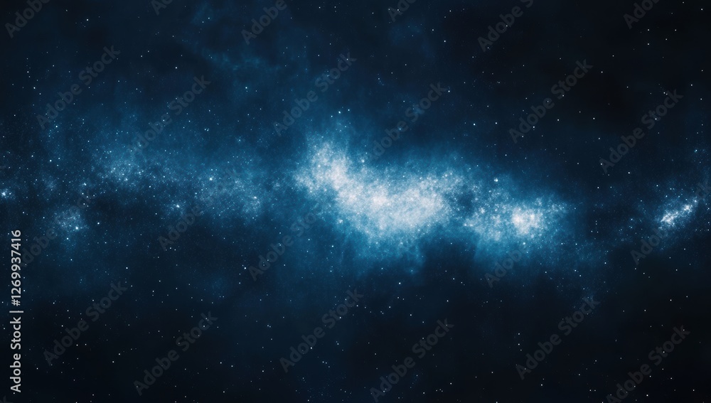 Stunning deep space view of the Milky Way galaxy with glowing blue nebulae and countless stars Stunning deep space view of the Milky Way galaxy with glowing blue nebulae and countless stars