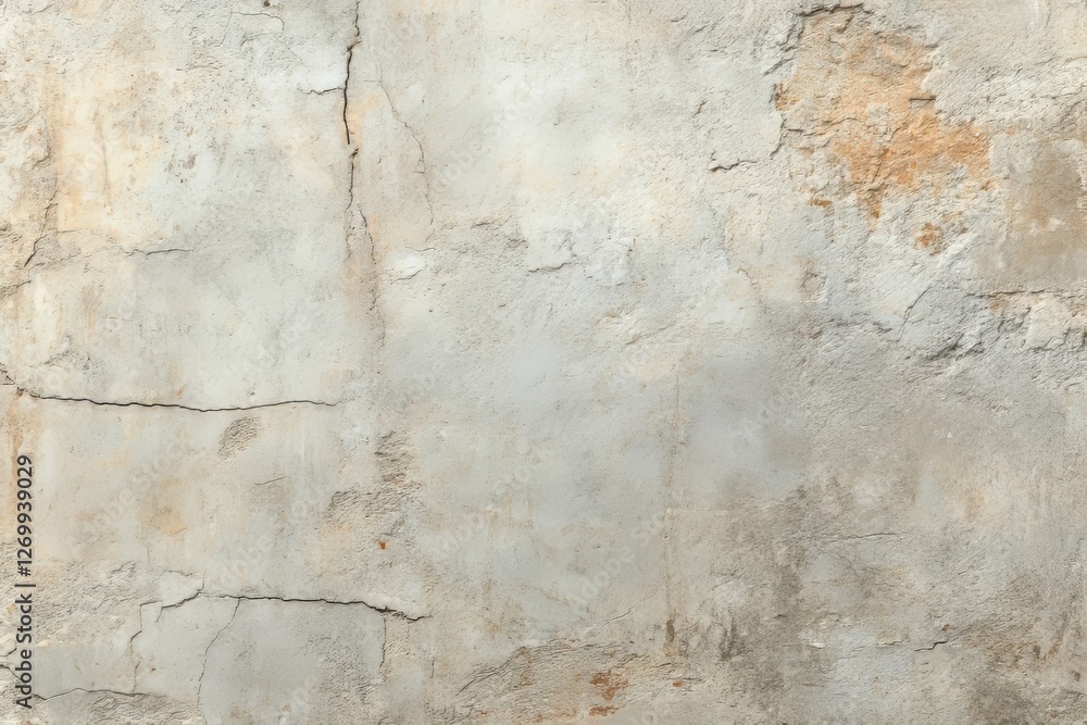 An old concrete wall with a background of white paint that is cracked An old concrete wall with a background of white paint that is cracked