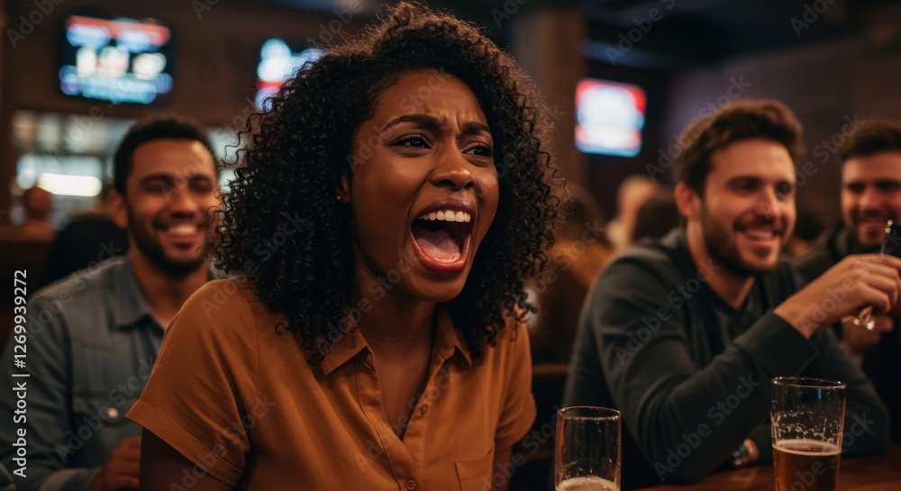 Friends Watching a Game at a Sports Bar Friends Watching a Game at a Sports Bar