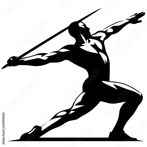 Javelin thrower silhouette in action