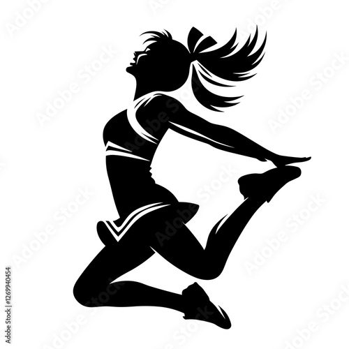 Cheerleader jumping with energy silhouette