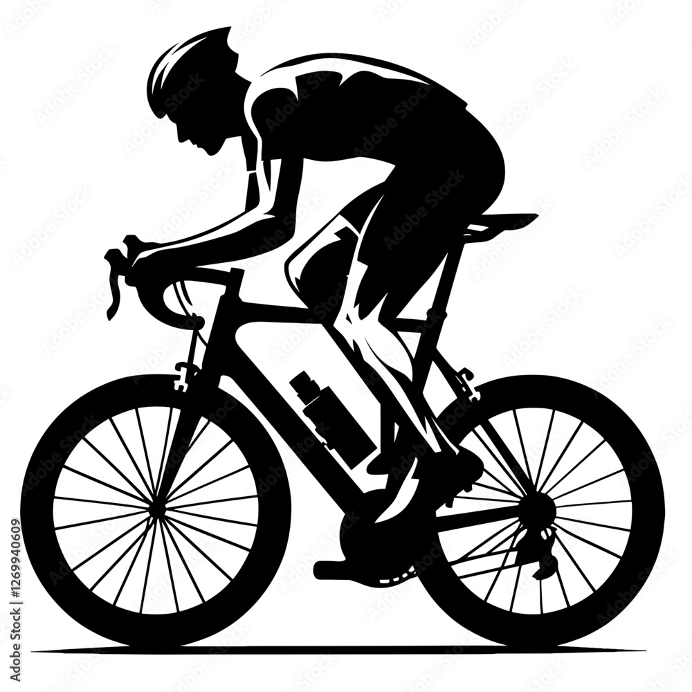 Naklejka premium Cyclist riding road bike silhouette