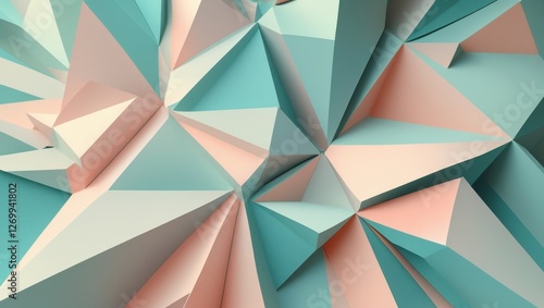 Geometric Abstract Pattern with Triangular Shapes – Soft Pastel Colors and Low-Poly Design
