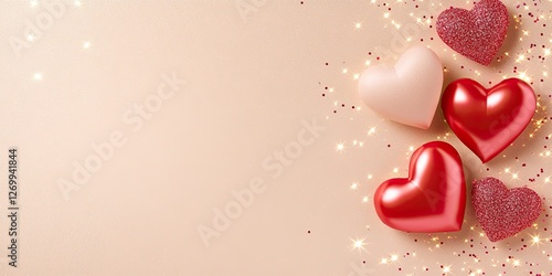 Romantic Hearts Glitter Background Valentines Day Design