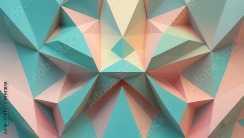 Geometric Abstract Pattern with Triangular Shapes – Soft Pastel Colors and Low-Poly Design