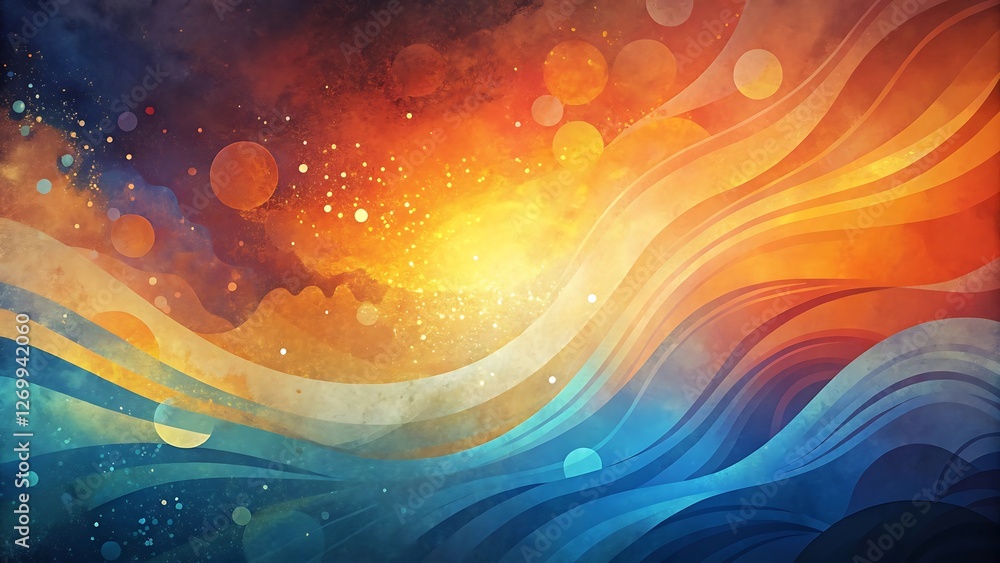 Abstract Cosmic Waves of Warm and Cool Colors Abstract Cosmic Waves of Warm and Cool Colors