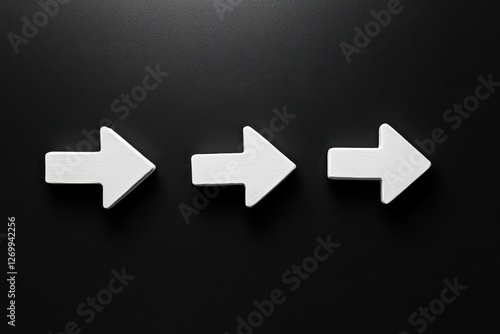 Simple white arrows on a dark surface guiding the way forward with bold clarity isolated on transparent background