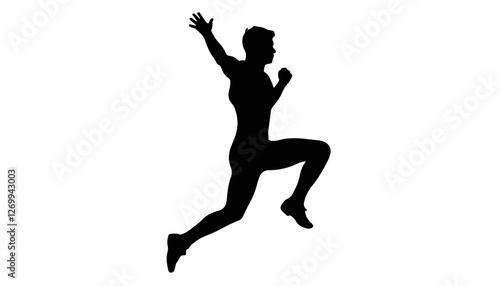 Silhouette of an athlete jumping in motion