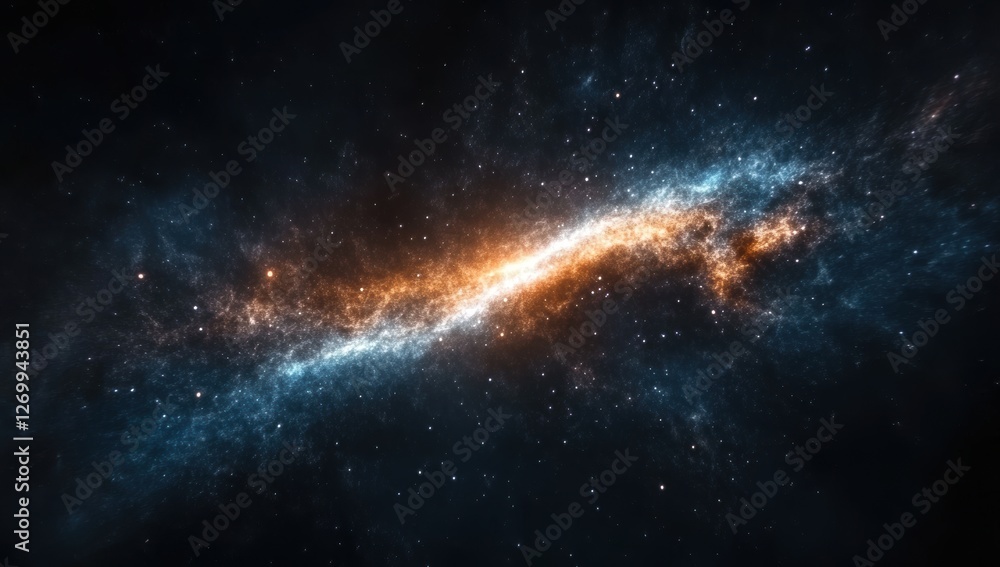 Fototapeta premium Stunning spiral galaxy with glowing core and colorful cosmic dust in deep space