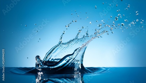 Wallpaper Mural abstract splash of water on a blue background drops isolated flying in the air Torontodigital.ca