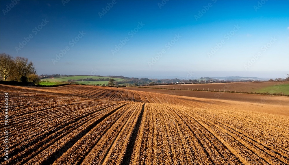 a full frame photograph of ploughed farmland in rural sussex on a sunny day in january a full frame photograph of ploughed farmland in rural sussex on a sunny day in january