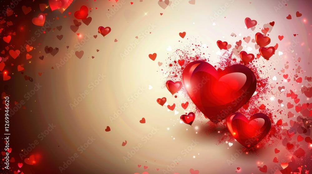 Romantic glowing red hearts background with soft bokeh effect for Valentine’s Day Romantic glowing red hearts background with soft bokeh effect for Valentine’s Day