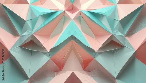 Geometric Abstract Pattern with Triangular Shapes – Soft Pastel Colors and Low-Poly Design