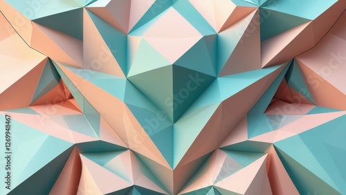 Geometric Abstract Pattern with Triangular Shapes – Soft Pastel Colors and Low-Poly Design