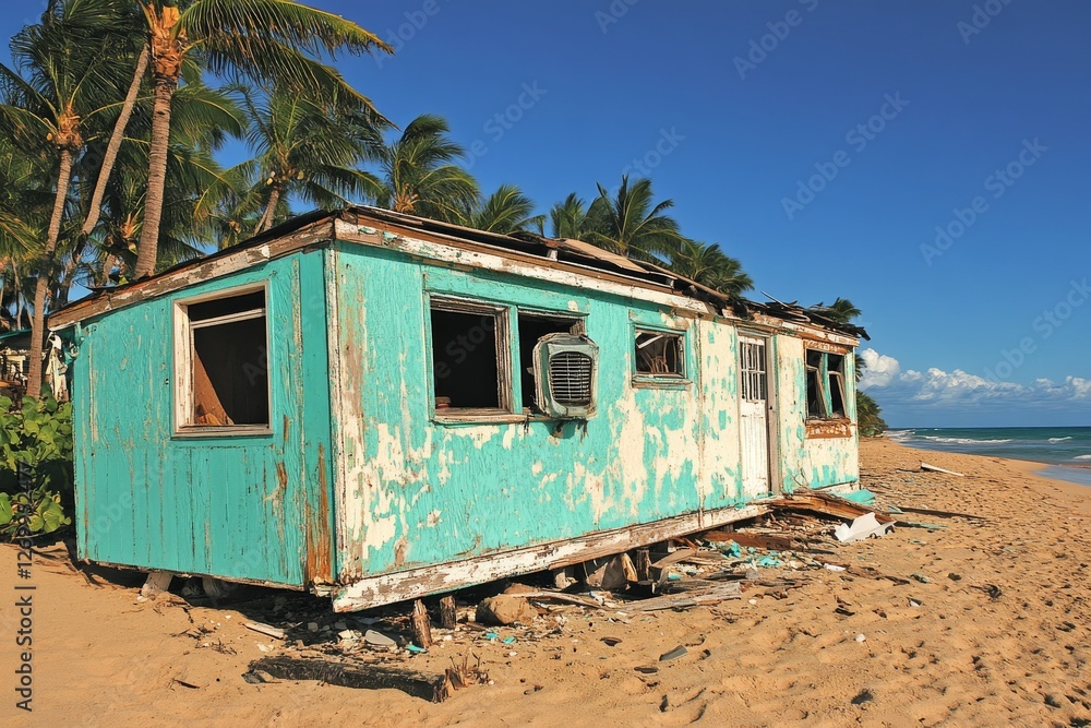 Obraz premium The seafront of Fort Myers, Florida, in the USA, saw widespread destruction of homes and neighborhoods following Hurricane Ian