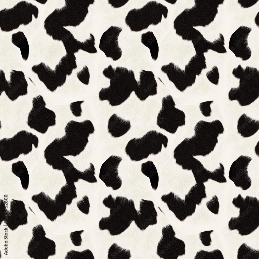 Cow fur, cow skin, wool spots. - photorealistic image. Seamless pattern. Animalistic trendy print. Cover, wallpaper, packaging for the brand Cow fur, cow skin, wool spots. - photorealistic image. Seamless pattern. Animalistic trendy print. Cover, wallpaper, packaging for the brand