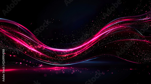 Wallpaper Mural Red neon wave technology background with glowing wave lines and smooth flow across dark background.
 Torontodigital.ca