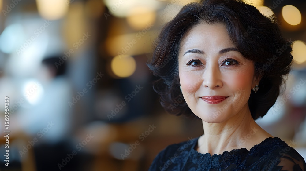 微笑む和装のシニア女性 微笑む和装のシニア女性