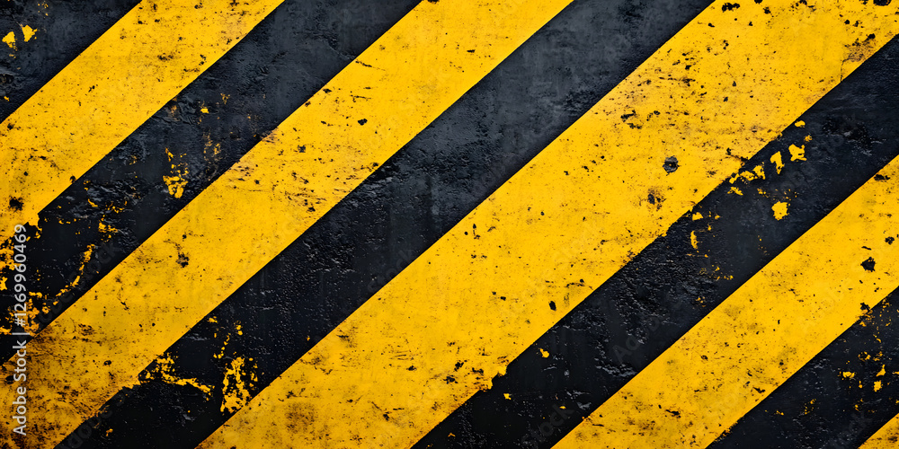 Fototapeta premium Grunge yellow and black diagonal stripes. Industrial warning background, warn caution, construction, safety
