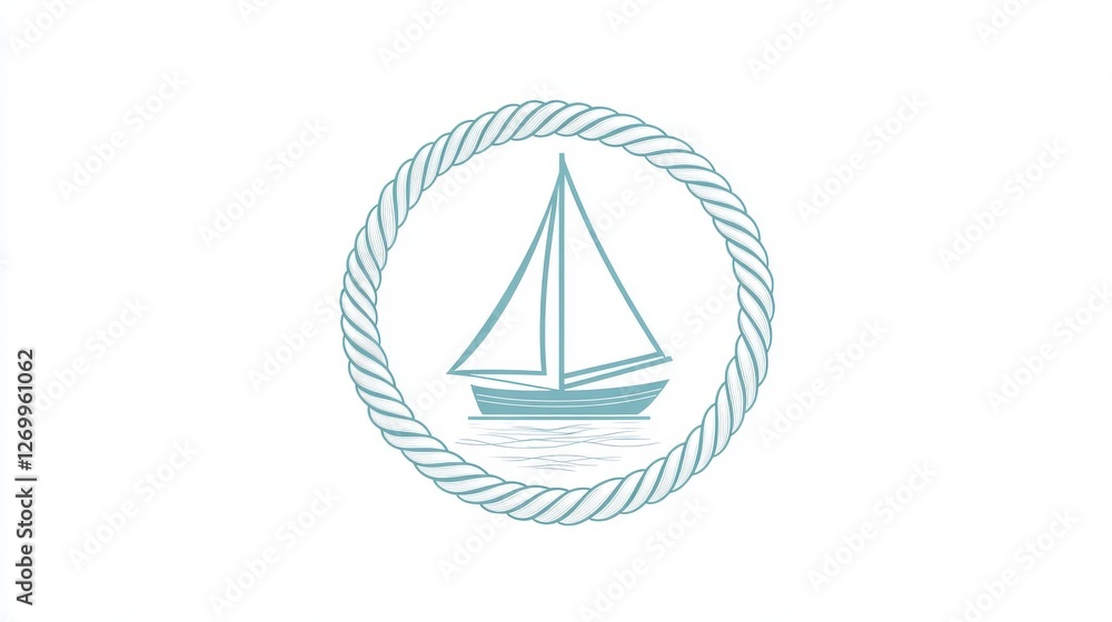 A modern circular logo design template that includes a sophisticated sailboat silhouette along with rope and anchor motifs A modern circular logo design template that includes a sophisticated sailboat silhouette along with rope and anchor motifs