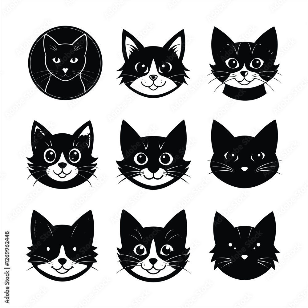 Obraz premium cute cat head silhouette