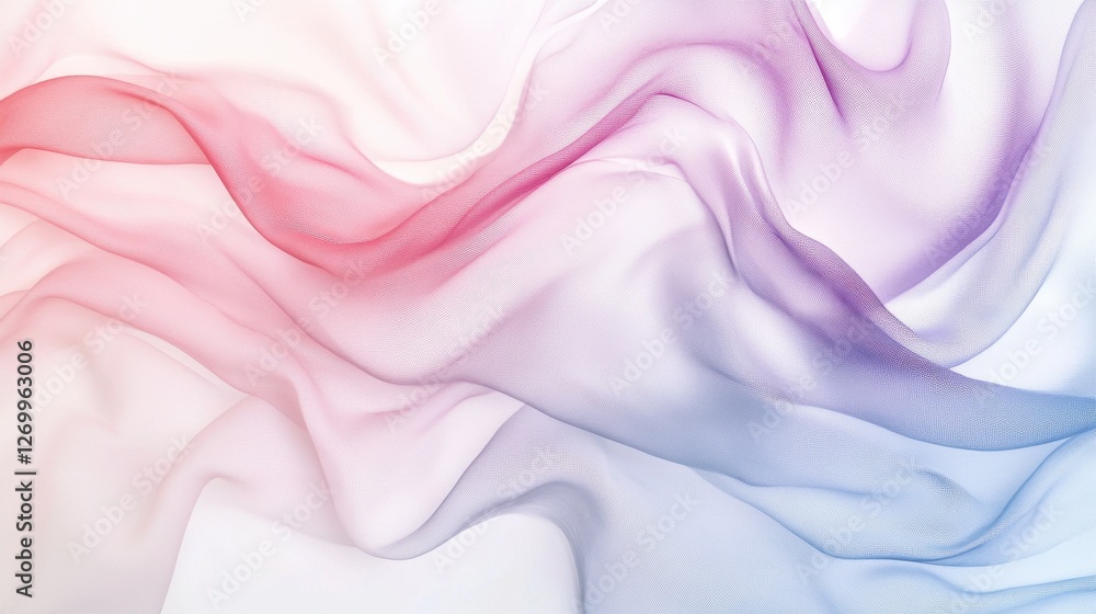 Obraz premium Delicate sheer fabric waves in soft hues of pink and purple, creating an elegant backdrop for creative designs.