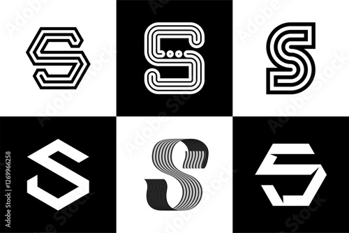 Set of Letter S, Fonts, Logo Design and Vector Illustration.