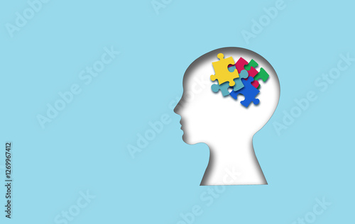 Wallpaper Mural Brain with puzzle , autism, memory loss, dementia and alzheimer awareness, world mental health day concept. Torontodigital.ca