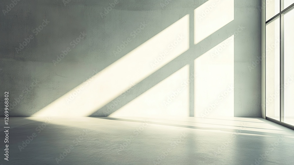 Sunlight streaming into a minimalist studio space. Sunlight streaming into a minimalist studio space.