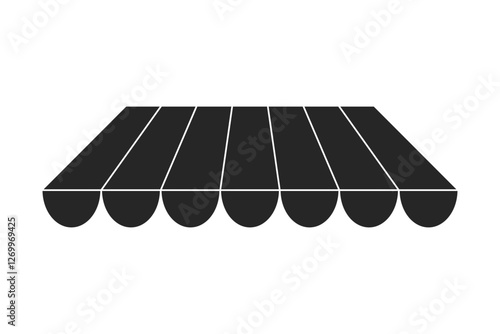 Black fill storefront awning for building facade in vector
