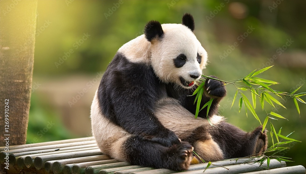 A cute red panda eating bamboo A cute red panda eating bamboo