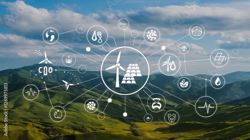 Wallpaper Mural Sustainable energy and environment concept over a natural landscape Torontodigital.ca