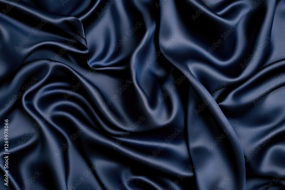 Fototapeta premium Soft, luxurious fabric with deep navy hues creates an elegant te