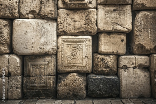 Under Robinson's Arch at the foot of the Western Wall in Jerusalem lies a large pile of massive stones, believed to be the ruins of the Second Jewish Temple, demolished by the Romans in 70 AD photo