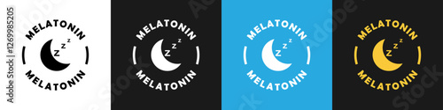 Melatonin - vector sign on different backgrounds.