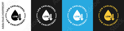 Low Cholesterol vector stamp on different backgrounds.