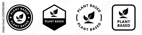 Plant Based - vector stamps for product labels isolated on white.