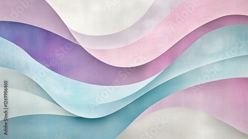 Abstract pastel waves with pink lavender and mint hues. AI generated
