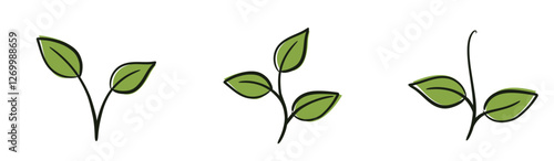 Sprouted plants illustrations. Seedling, planting and spring design elements. Isolated vector images
