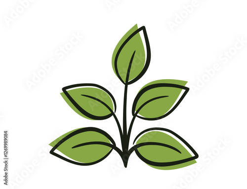 Spring plant with five leaves. Spring, planting and nature design element. Isolated vector image