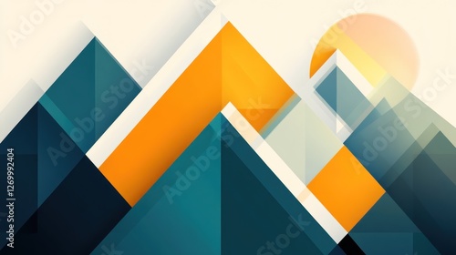 Wallpaper Mural Abstract Geometric Mountain Landscape Sunset Design Torontodigital.ca