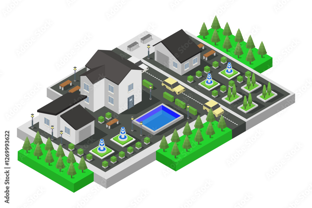 Suburbian Villa Isometric Suburbian Villa Isometric