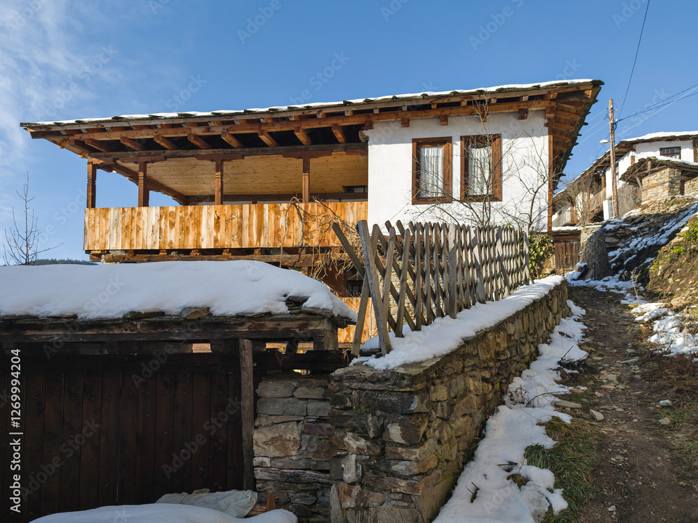 Winter view of Village of Kovachevitsa, Bulgaria Winter view of Village of Kovachevitsa, Bulgaria