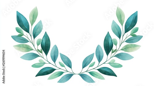 Watercolor Teal Green Leaf Wreath Design