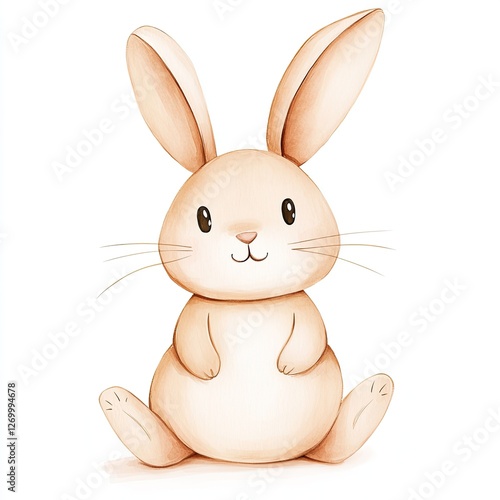 Cute bunny with big ears and round eyes, exuding warmth and frie