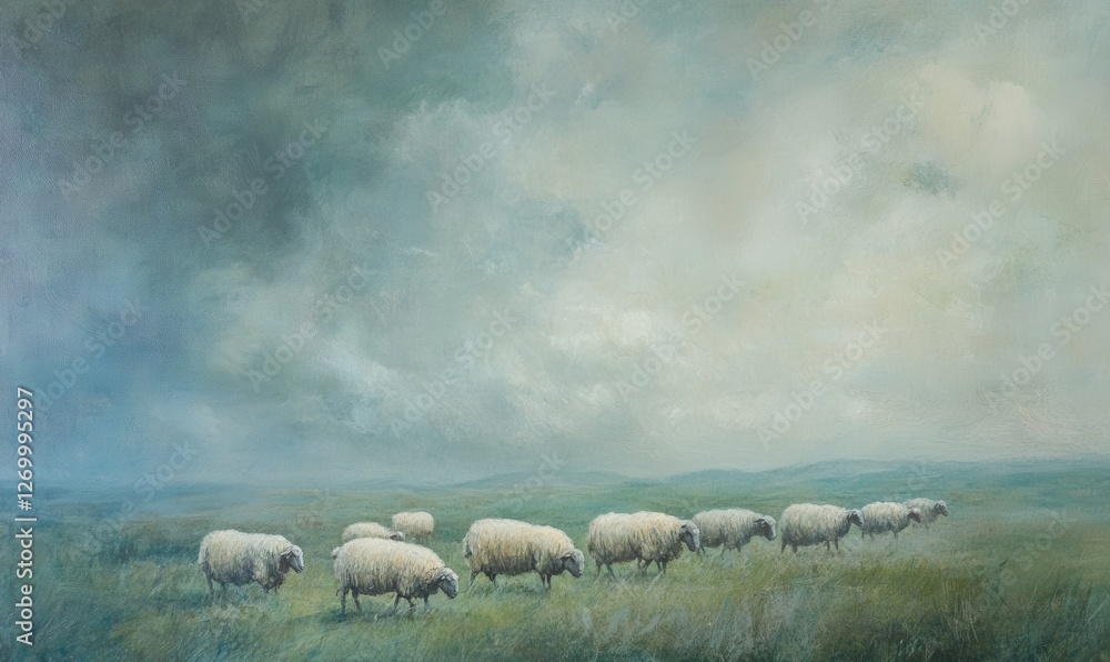 Fototapeta premium Sheep on pasture