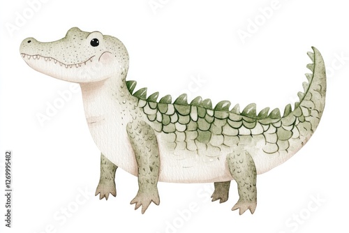 Charming cartoon crocodile with unique textured scales and frien photo